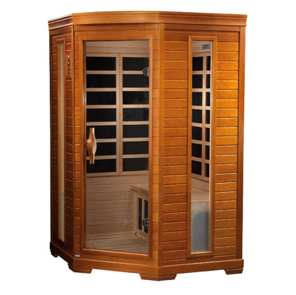 Heming 2 Person Corner Low EMF FAR Infrared Sauna by Dynamic Saunas DYN-6225-02