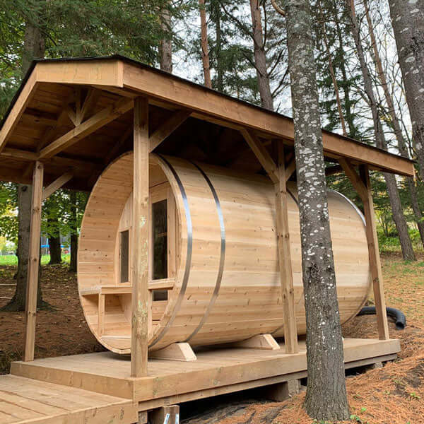 Tranquility Traditional Outdoor Barrel Sauna CTC2345W Canadian Timber by Dundalk Leisurecraft