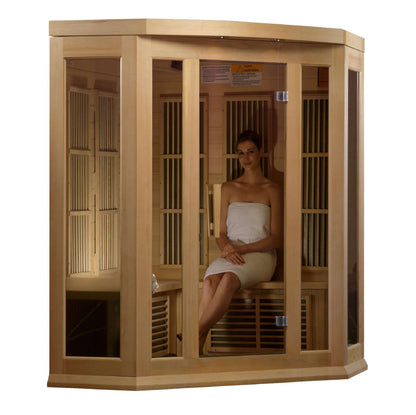 Hemlock 3 Person Corner Low EMF FAR Infrared Sauna by Maxxus Saunas MX-K356-01