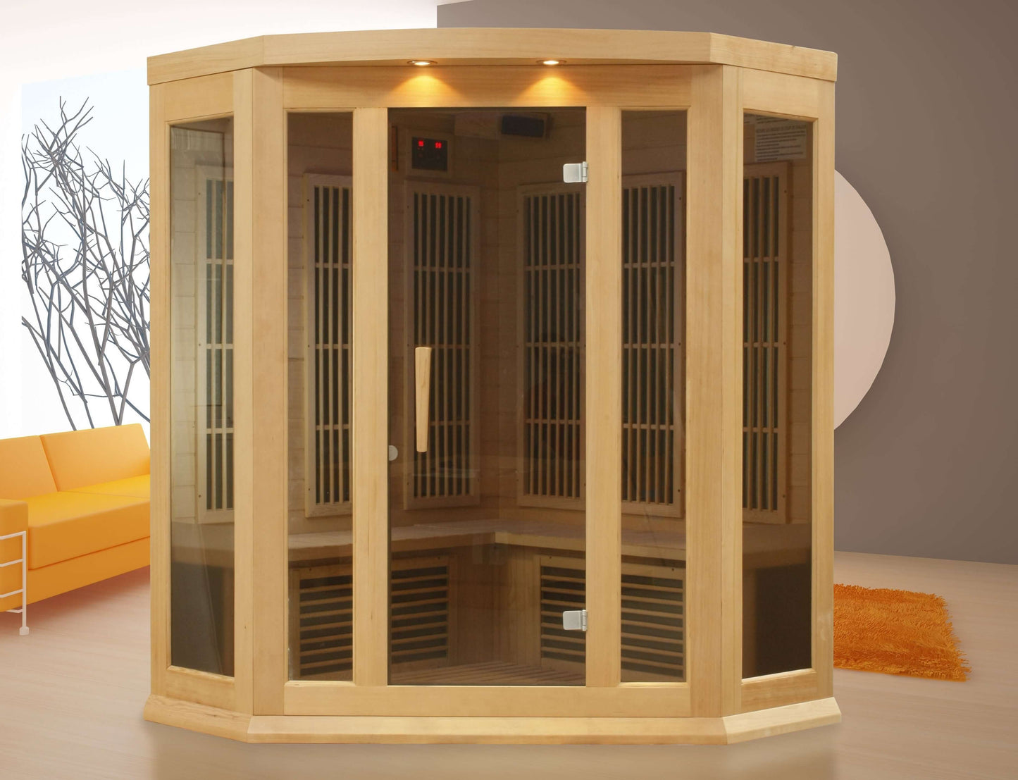 Hemlock 3 Person Corner Low EMF FAR Infrared Sauna by Maxxus Saunas MX-K356-01