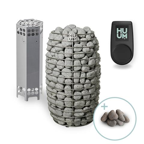 Huum Hive Mini Series Electric Sauna Heater Package With Black UKU Wifi Controls and Stones