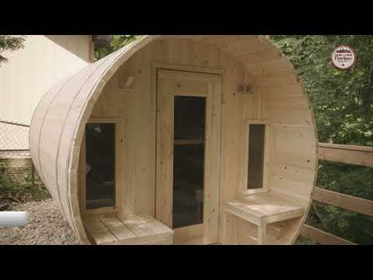 Tranquility Traditional Outdoor Barrel Sauna CTC2345W Canadian Timber by Dundalk Leisurecraft