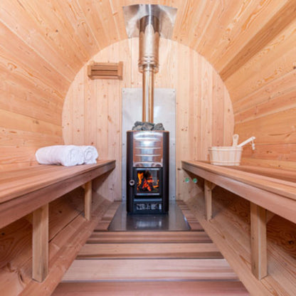 Tranquility Traditional Outdoor Barrel Sauna CTC2345W Canadian Timber by Dundalk Leisurecraft